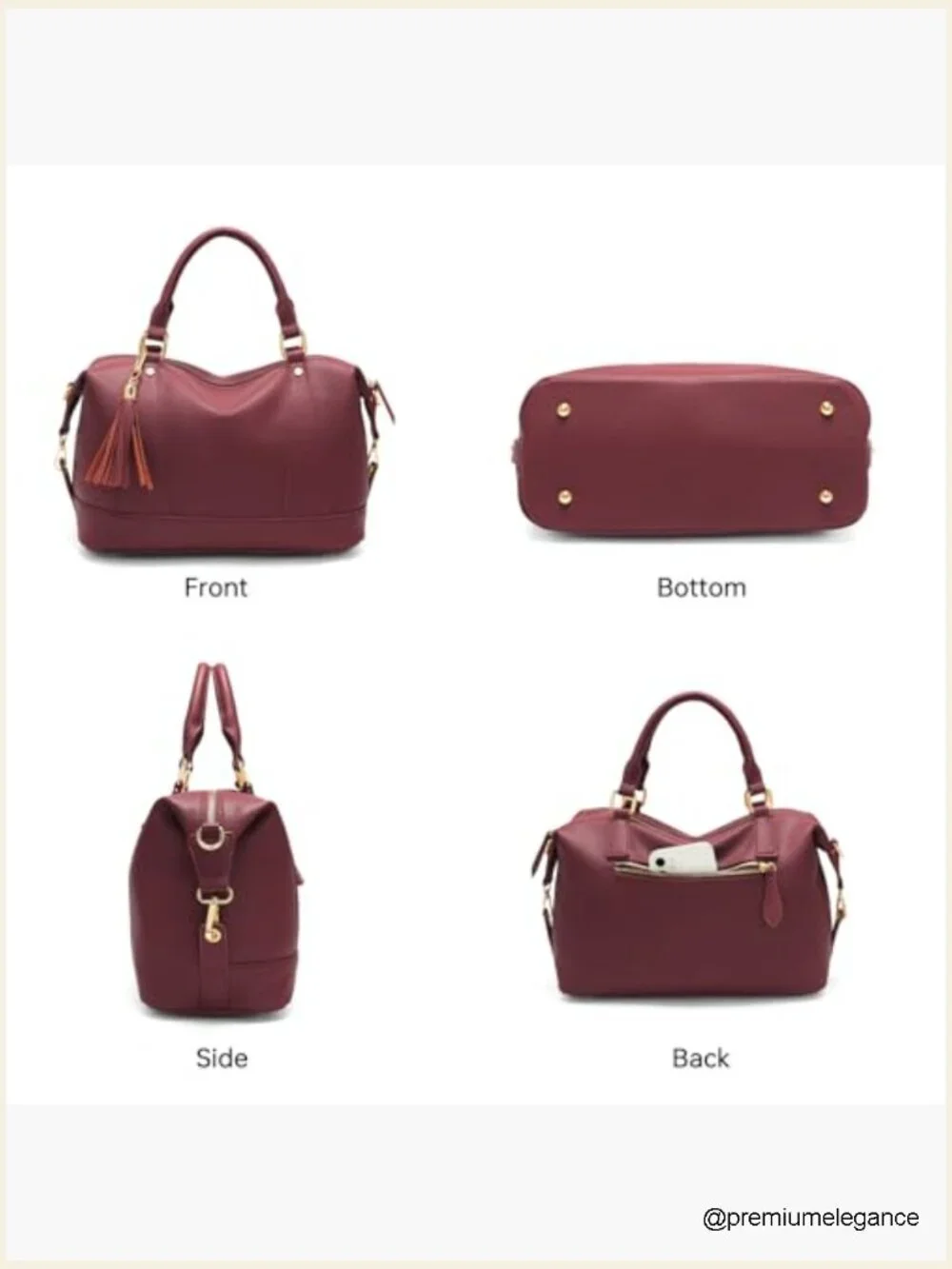 Vegan Leather Tote Bag Top Handle Hobo Satchel Crossbody Purse